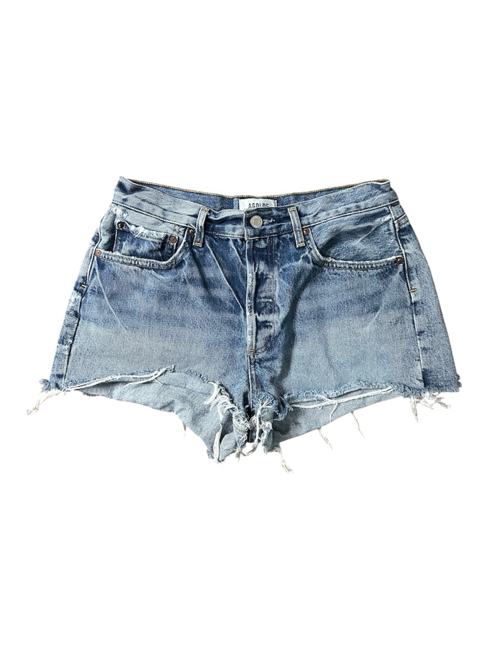 AGOLDE Parker Vintage Cut Off Denim Shorts Size 28 100% Organic Cotton
